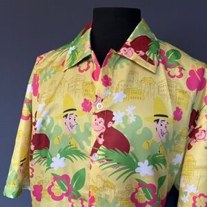 Curious George Tropical Button Down Shirt | Sz XL | Yellow | Rare